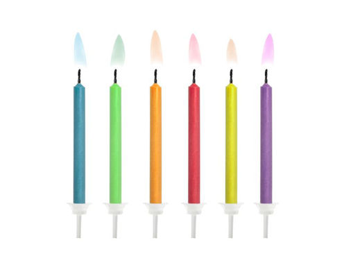 Picture of BIRTHDAY CANDLES COLOURED FLAMES - 6 PACK